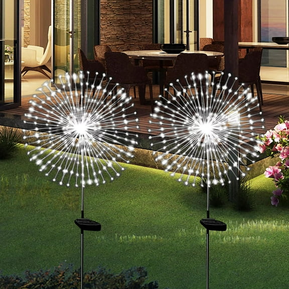 BOPORO 2 Pack Outdoor Solar Firework Lights, 150LED Solar Garden Decorative Lights Waterproof Fairy Lights for Walkway Pathway Patio Yard Garden Christmas Decoration, Multicolor