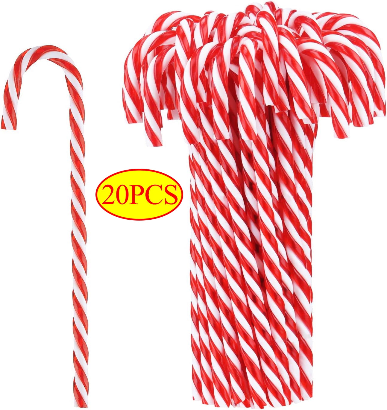 BOPORO 20 PCS Christmas Plastic Candy Cane Ornament Christmas Tree ...