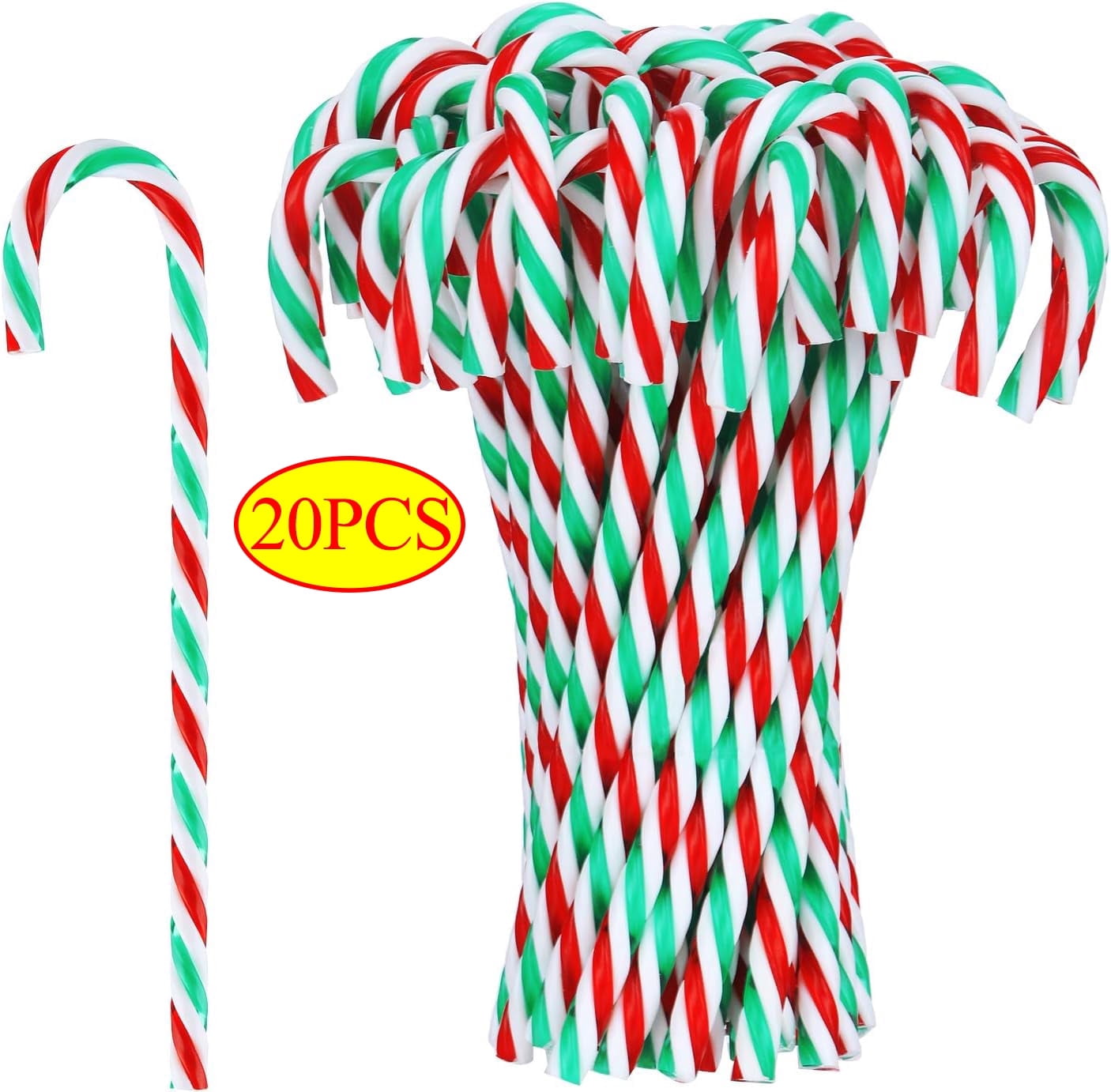 BOPORO 20 PCS Christmas Plastic Candy Cane Ornament Christmas Tree ...