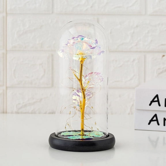 BOPORO 2024 New Christmas Rose Gifts For Women Glass Rose Artificial Flower Decoration Rose In Glass Dome Galaxy Flower Gift For Mom Wife Girlfriend Birthday Anniversary Thanks, Ornaments