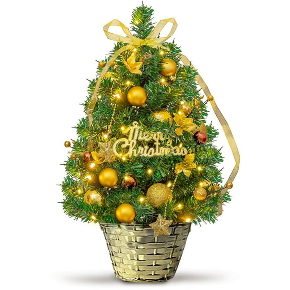 BOPORO 24 in Pre-Lit Tabletop Christmas Tree, Mini Small Christmas Tree for Indoor Xmas Holiday Decorations