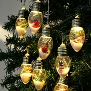 BOPORO 2Pcs 10 LED Christmas String Lights Indoor, 6.6FT Snow Globe String Lights for Christmas Decorations, Battery Operated Powered Bubble Lights Outdoor