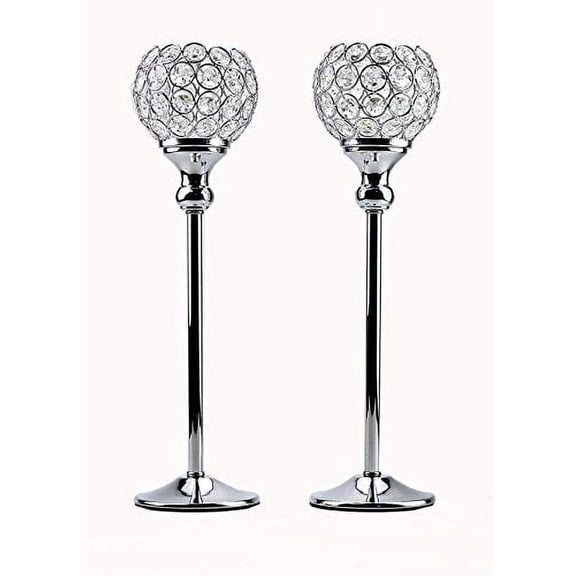 BOPORO 3 Pcs Glass Candle Holders for Pillar & Taper Candle Elegant Crystal Candlesticks Home Décor