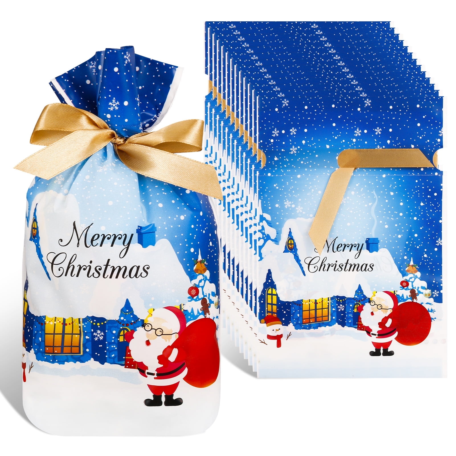 BOPORO 50Pcs Christmas Drawstring Candy Bag,5.91*9.06 inch Gift Treat ...