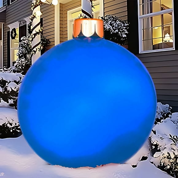 BOPORO Big Christmas Ornaments Balls Outdoor Outside Christmas Decorations Blow Up Ball Party Decor for Pool Lawn Tree Party Decor Giant PVC Inflatble Christmas Balls,Blue