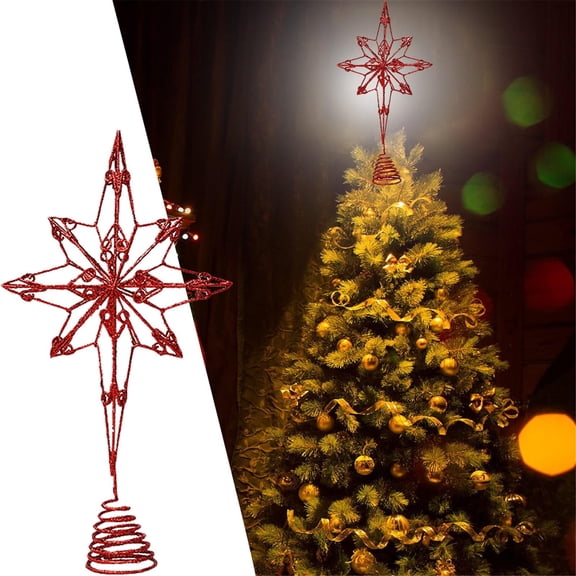 BOPORO Christmas Decorations,Christmas Ornaments,Glitter Craft Merry Christmas Decoration Party High Metal Top Star Christmas Decorative Props Star Christmas T,Christmas Decor,Items