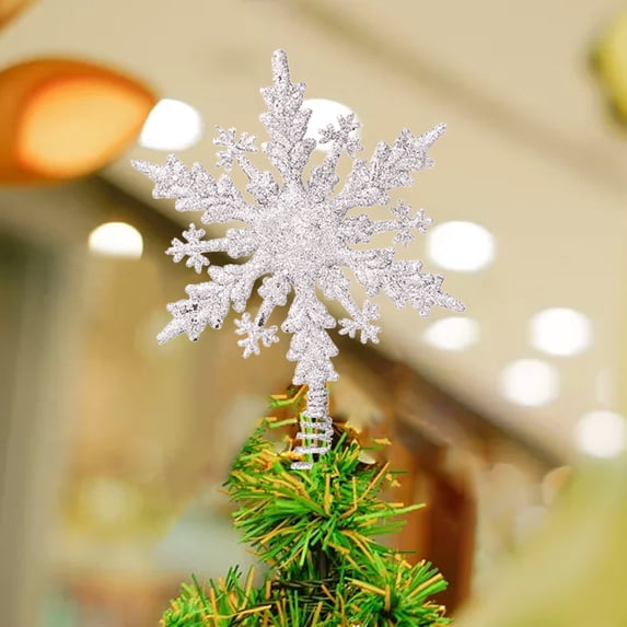 BOPORO Christmas Decorations Gift New Christmas Tree top Star Plastic Hollow Glitter Powder Decoration Christmas Tree Five-pointed Star Snowflake Five-pointed Star