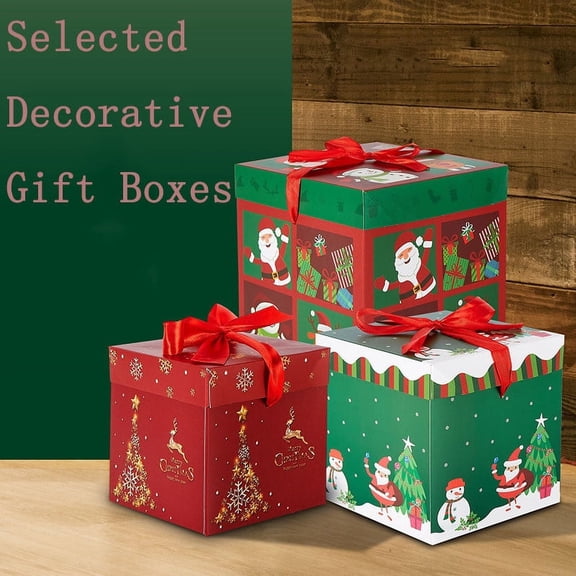 BOPORO Christmas Decorations Indoor for Home,Christmas Decoration Gift Box Gift Box Stacking Head Gift Box Christmas Tree Gift Box Display Window Scene Decoration Ornament