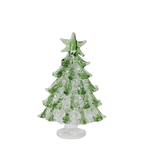 BOPORO Christmas Decorations Indoor Mini Christmas Tree Stained Glass Christmas Trees Green Hand Blown Glass Xmas Tree Glass Figurine Decoration for Xmas Window Tabletop Mantel