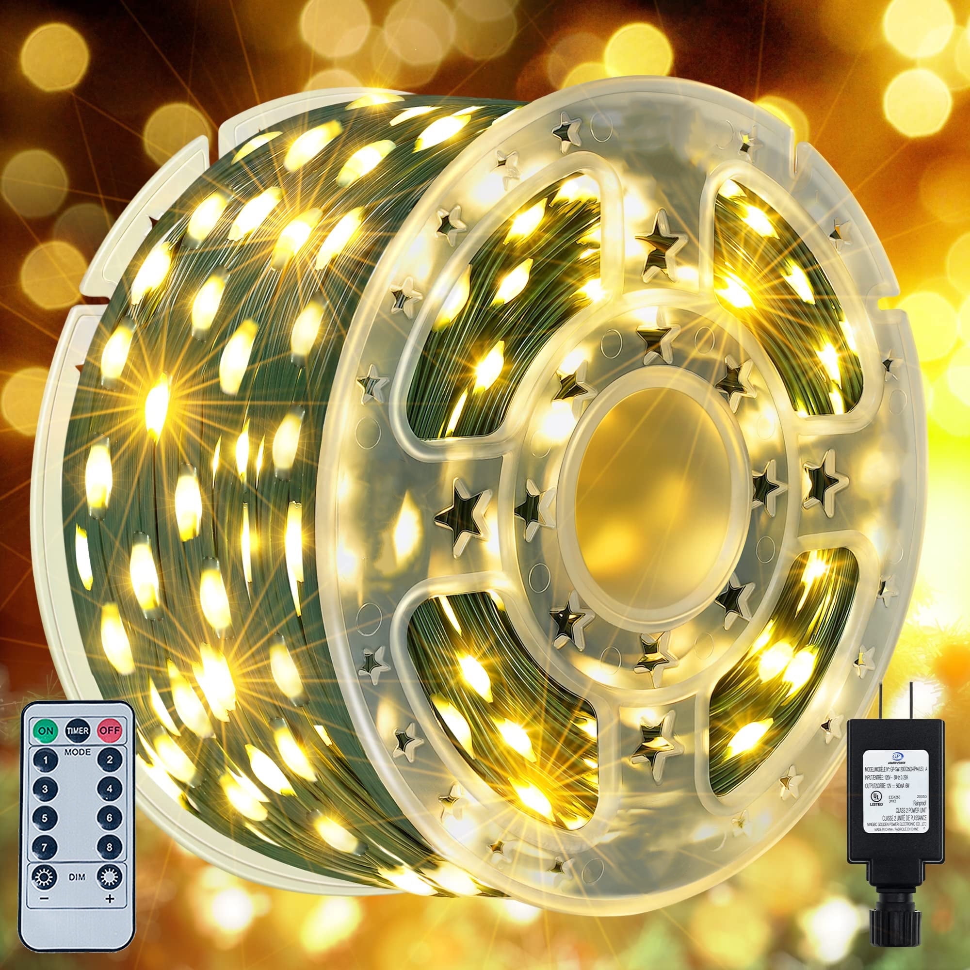 BOPORO Christmas Lights, 164 FT 500 LED Outdoor Waterproof Christmas Tree Lights with 8 Modes Remote Timer, Fairy Lights for House Yard Outside Indoor Xmas Decorations Warm White