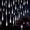 BOPORO Christmas Lights, Meteor Shower Icicle String Lights, 18 Inches 8 Tubes 288 LED Christmas Lights Outdoor Dropping Lights, Hanging Falling Rain Lights Holiday Christmas Tree Lights, Blue