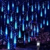 BOPORO Christmas Lights, Meteor Shower Icicle String Lights, 18 Inches 8 Tubes 288 LED Christmas Lights Outdoor Dropping Lights, Hanging Falling Rain Lights Holiday Christmas Tree Lights, Blue