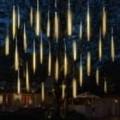 BOPORO Christmas Lights, Meteor Shower Icicle String Lights, 18 Inches 8 Tubes 288 LED Christmas Lights Outdoor Dropping Lights, Hanging Falling Rain Lights Holiday Christmas Tree Lights, Blue