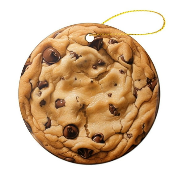 BOPORO Christmas Ornament Chocolate Chip Cookie Christmas Tree Ornaments Sweet Food Dessert Ceramic Elegant Hanging Christmas Tree Decorations Housewarming Gift