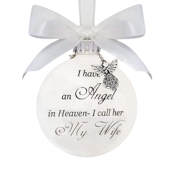 BOPORO Christmas Ornaments Angel Feathers Ball for Loss of Loved One Xmas Tree Memorial Hanging Sympathy Present Plastic Christmas Angel in Heaven Decor