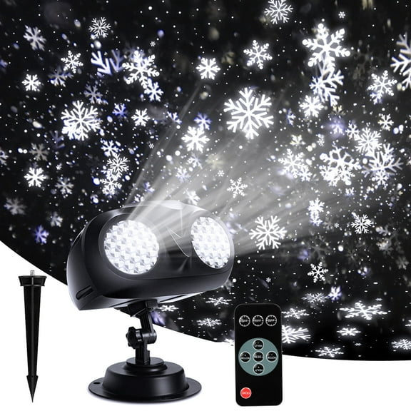 BOPORO Christmas Snowflake Light Projector Outdoor, Snowfall Spotlight Lamp with Remote