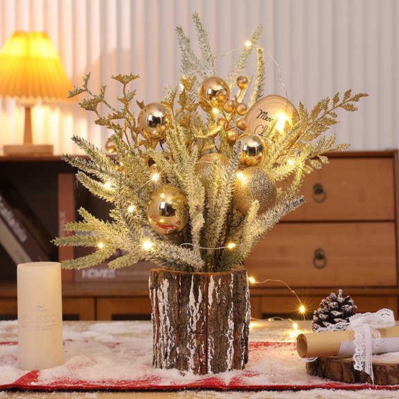 BOPORO Christmas Tree Glitter Sequin Christmas Tree Tabletop Decorations with LED Lights