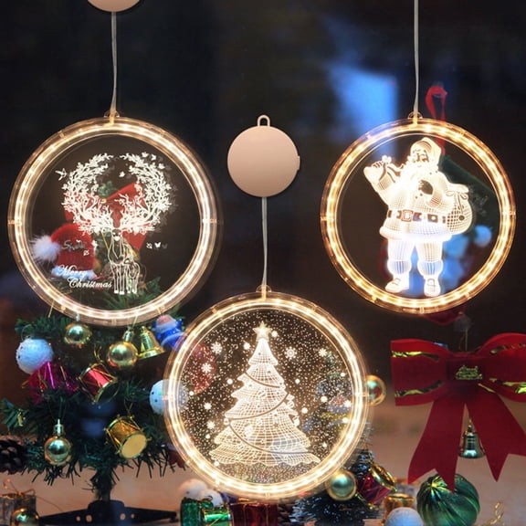 BOPORO Christmas Window Lights Decorations, Enlarged LED Christmas Light for Windows Outdoor Indoor Decorations Hanging 3D Lights Battery Operated for Fireplace Christmas Tree Bedroom Decor