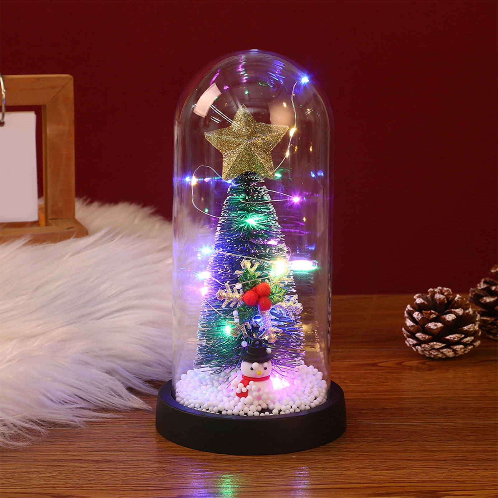 BOPORO Glass Lighted Christmas Tree, Tabletop Small Christmas Tree with ...