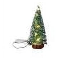 BOPORO Glowing Christmas Tree with LED Lights, Artificial Small Tiny Pine Tree with Wooden Bases, for Xmas Holiday Room Tabletop Decor