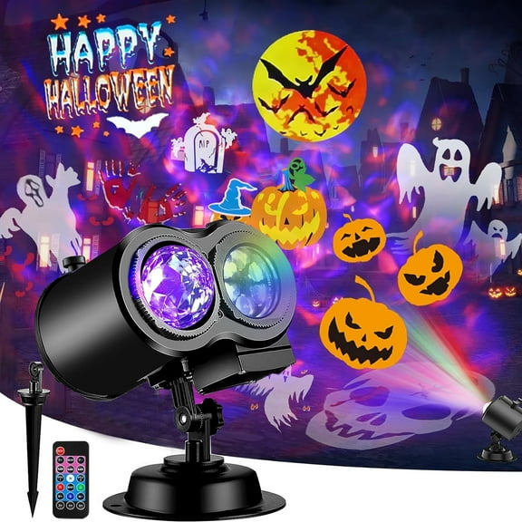 BOPORO Halloween Decorations Projector Lights and Christmas Projector Outdoor 2024 Upgrade, 16 HD Effects (3D Ocean Wave & Patterns), 11 Holiday Projector Home Party Light Show