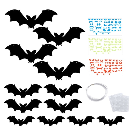 BOPORO Hangs Hanging Bats Halloween Decorations Halloween Hanging Flying Bat With Glowing Eyes For Outdoor Decor Christmas Ornaments Holiday Decor Christmas Mantel Decorations