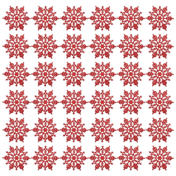 BOPORO Home Decoration Glitter Snowflake Silver Plastic Christmas Decorative Ornaments 36 Count (A)