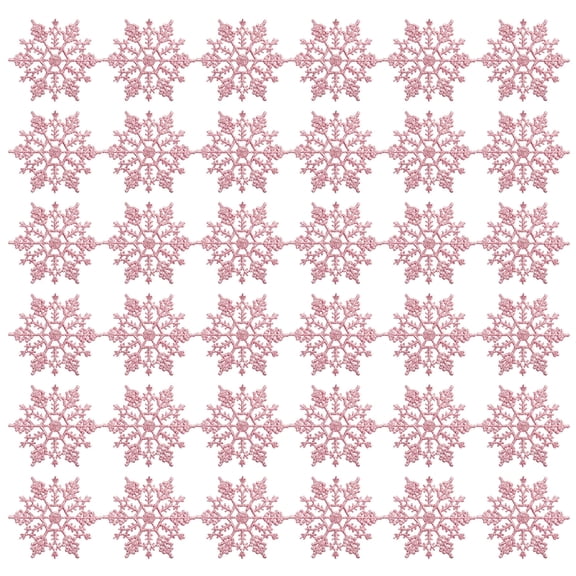 BOPORO Home Decoration Glitter Snowflake Silver Plastic Christmas Decorative Ornaments 36 Count (A)