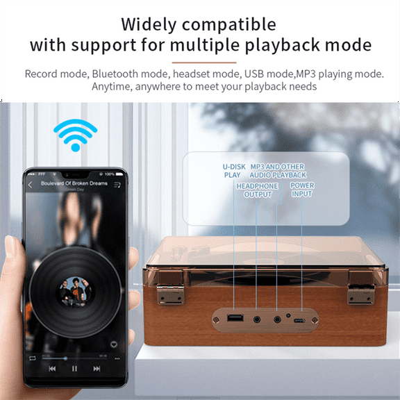 BOPORO Retro CD Player Bluetooth 5.0 Rechargeable Built-in Speaker Portable Music Player USB HiFi Player with Infrared Remote B