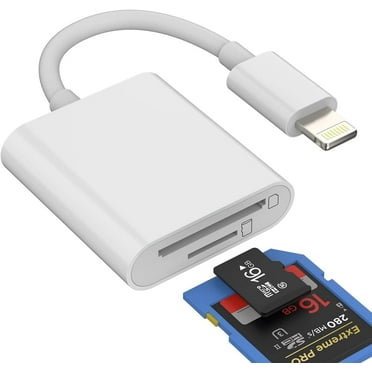 BOPORO SD Card Reader for iPhone, Lightning to SD Card Camera Reader Adapter, Dual Card Slot Memory Card Reader Trail Camera Viewer for iPhone 14 13 12 11 XS XR X 8 7 iPad