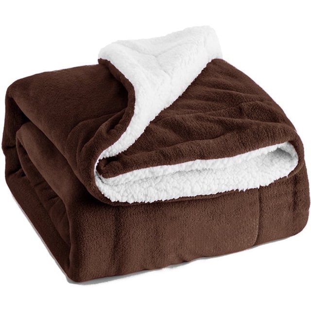 BOPORO Sherpa Bed Blankets Double Reversible Fluffy for Bed Warm Soft