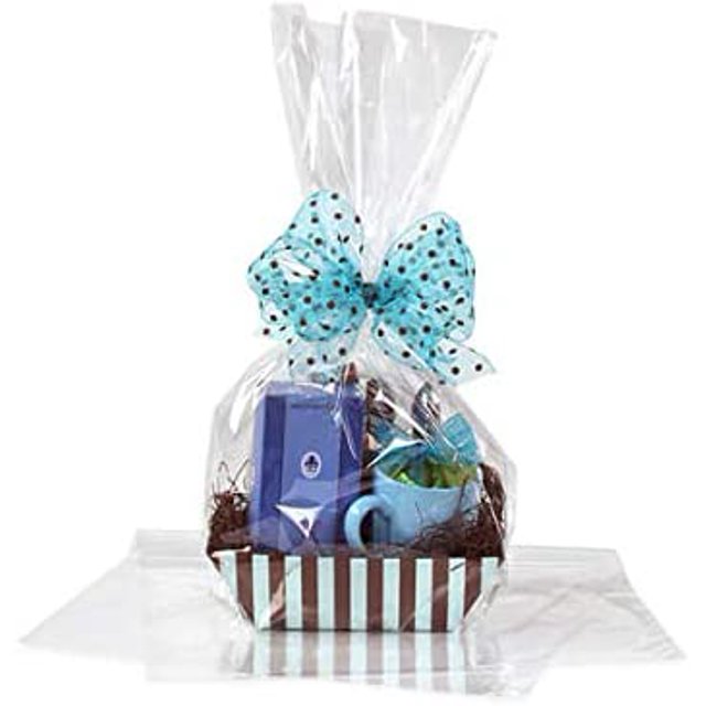 BOPP Sealable Cellophane Bags and Clear Gift Basket Wrap Packaging, 16