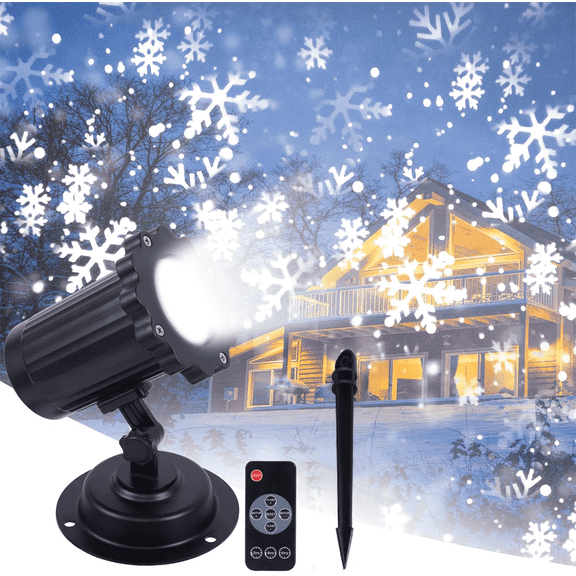 BOQI Outdoor Snowflake Projection Lights, IP65 Waterproof Christmas Snow Projector, Rotating Snowfall Projection Lamp for Halloween, Xmas, New Year, Parties, Weddings, and Patios
