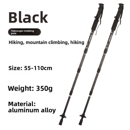 BOQNVKY Aluminum Alloy 4-Section Adjustable Shock-Absorbing Straight Shaft Trekking Poles - Lightweight Portable for Hiking, Mountaineering, Camping & Walking