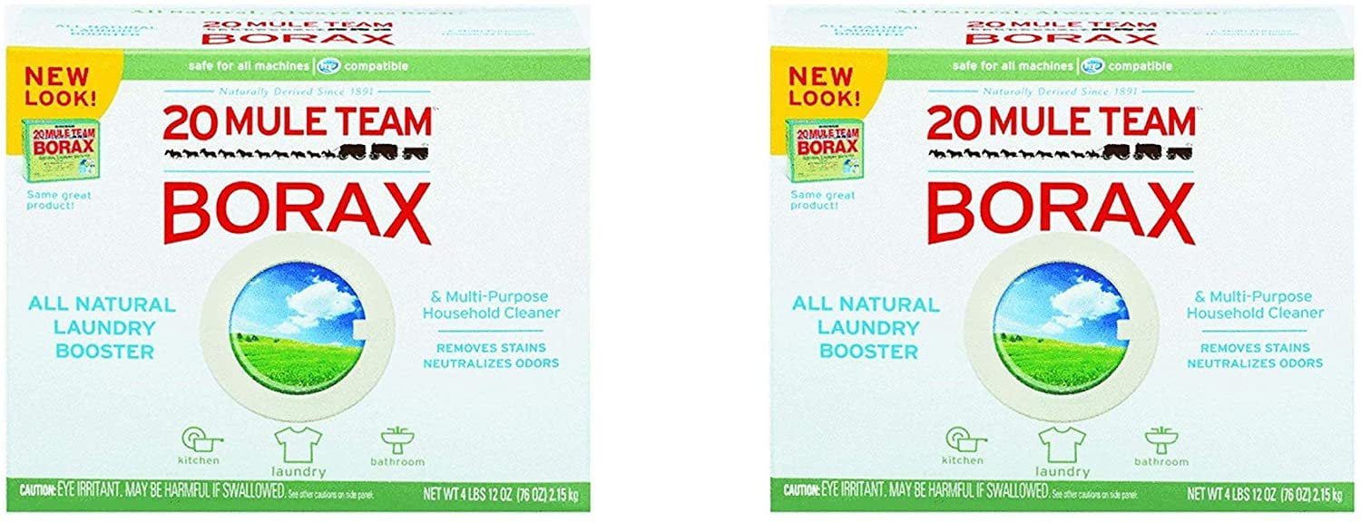BORAX 20 Mule Team Laundry Booster, Powder, 4 Pounds Tw Pck, White