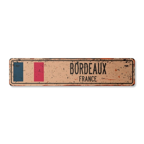 BORDEAUX FRANCE Vintage Plastic Street Sign French flag city country road wall gift | Indoor/Outdoor | 18" Wide