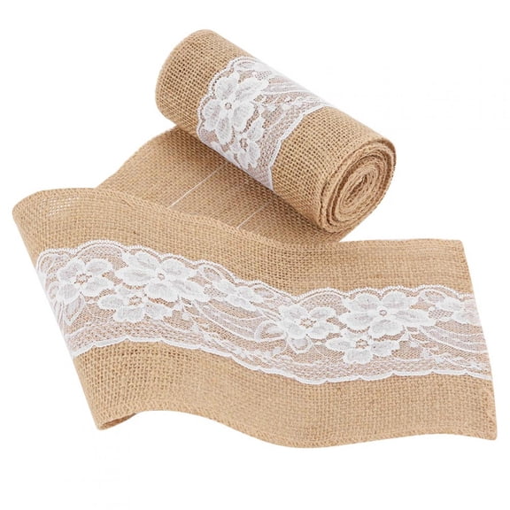 BORDSTRACT 2.7m DIY Lace Burlap Ribbon Roll Jute Belt Strap Wedding Cloth Decoration