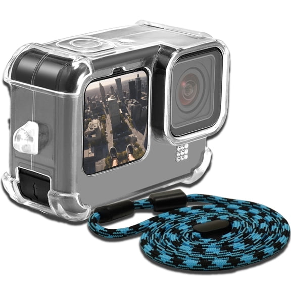 BORED? PARACORD! GoPro Hero Black 12/11/10/9 Tpu Clear Rubber Protective Case with Paracord Lanyard and Lens Cover