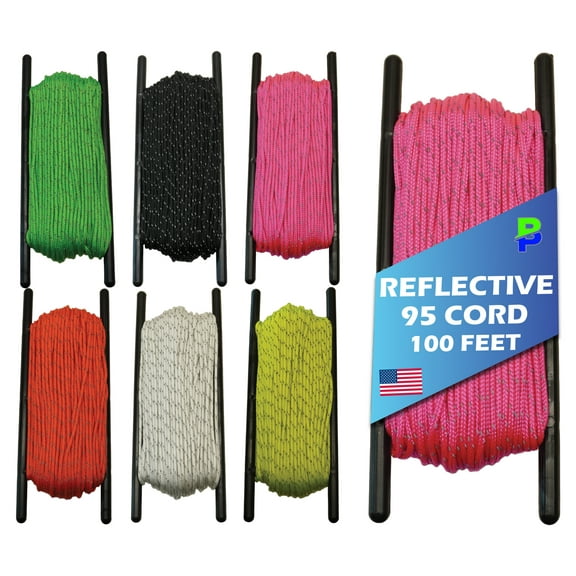 BORED? PARACORD! Reflective 95 Cord - High Visibility Strand - 1.75mm x 100 Feet - Hiking, Camping, Tent Guyline, Running, Biking, Tools - Neon Pink