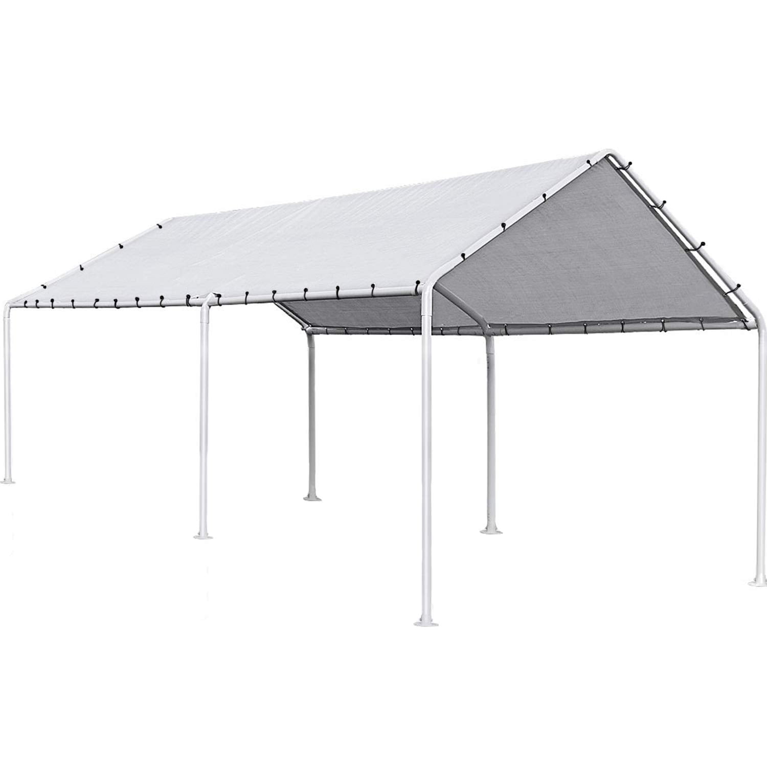 BORGEBY 10'x20' Heavy Duty Galvanized Carport Waterproof Canopy Tent with Anchor Kit, Open-Sided Design for Cars and Outdoor Use