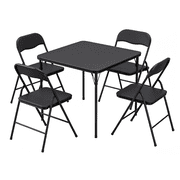 BORGEBY 5 Piece folding table and chairs ,34" Square Card Table PU Padded Foldable Chairs Set for Kitchen Party Patio Camping Black