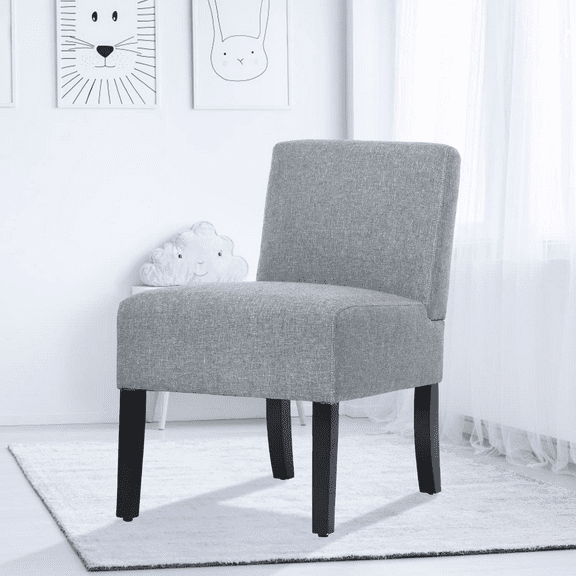 BORGEBY Armless Upholstered Dining Chairs with Solid Wood Legs, Suitable for  Kitchen and Dining Room, Light Gray