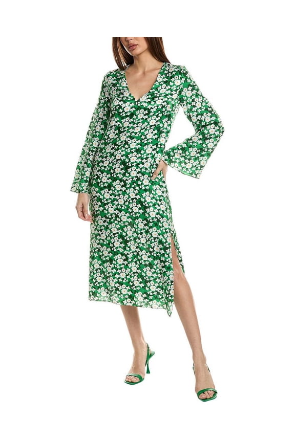 womens Phoenix Silk-Blend Midi Dress, UK 6/ US 0-2, Green