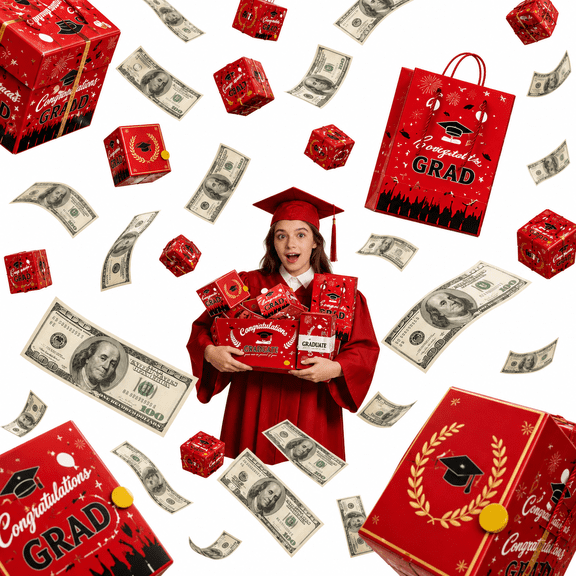 BORIKISE Graduation Gift Box 2026 Explosion Money Box DIY Confetti Surprise Card Holder for Graduation Celebration and Party Favor