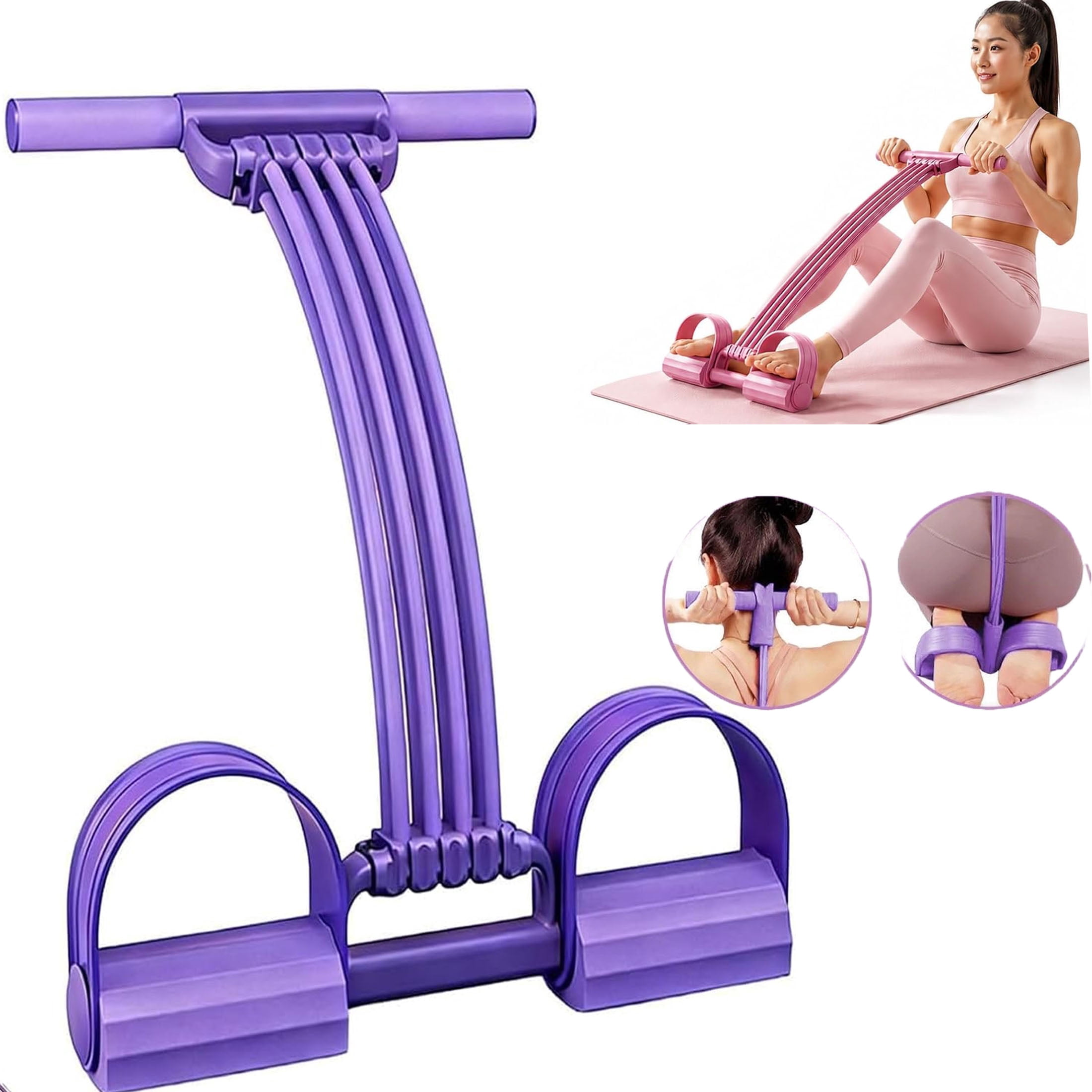 BORIKISE Multifunction Pedal Resistance Band, Portable Latex Material with Handles, Durable & Lightweight for Travel Workouts