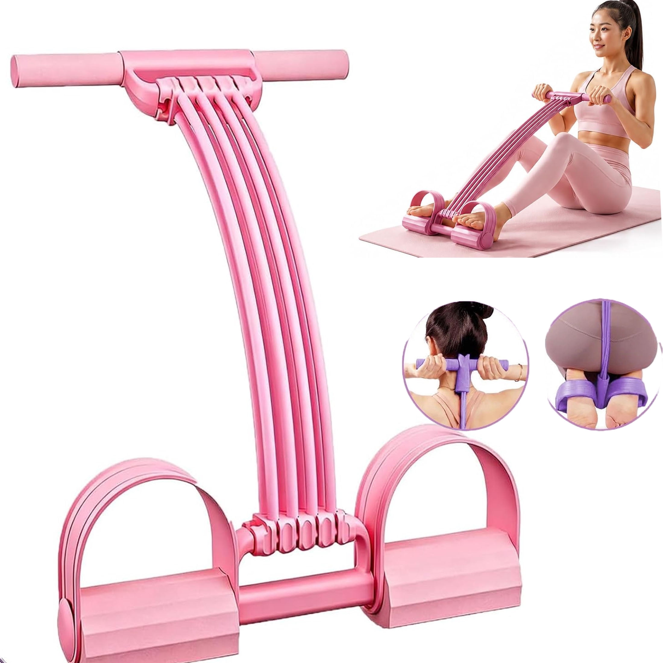 BORIKISE Multifunction Pedal Resistance Band, Portable Latex Material with Handles, Durable & Lightweight for Travel Workouts