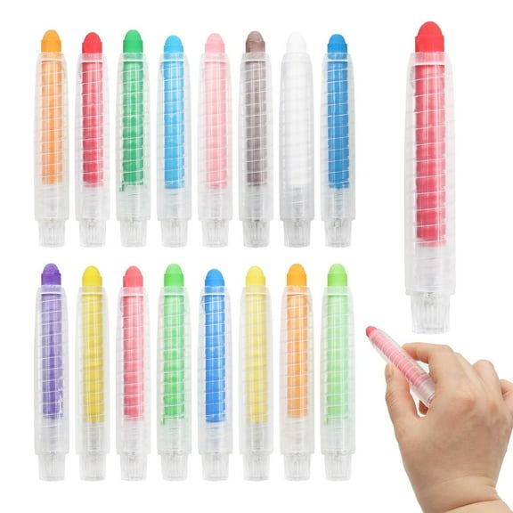 GIRACOA 16 Pieces Dustless Chalk 12 Colors, Colored Chalk with 16 Adjustable Chalk Holders, Water Soluble Washable Chalk, Chalk for Blackboard