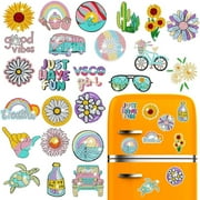 GIRACOA 24 Pcs Summer Magnets Diamond Art, Refrigerator Magnets Sunflower Beach Diamond Art, Mini Diamond Painting Kits, Decorative Magnets 5D Diamond Painting for Adults Home Decor DIY Crafts Gift