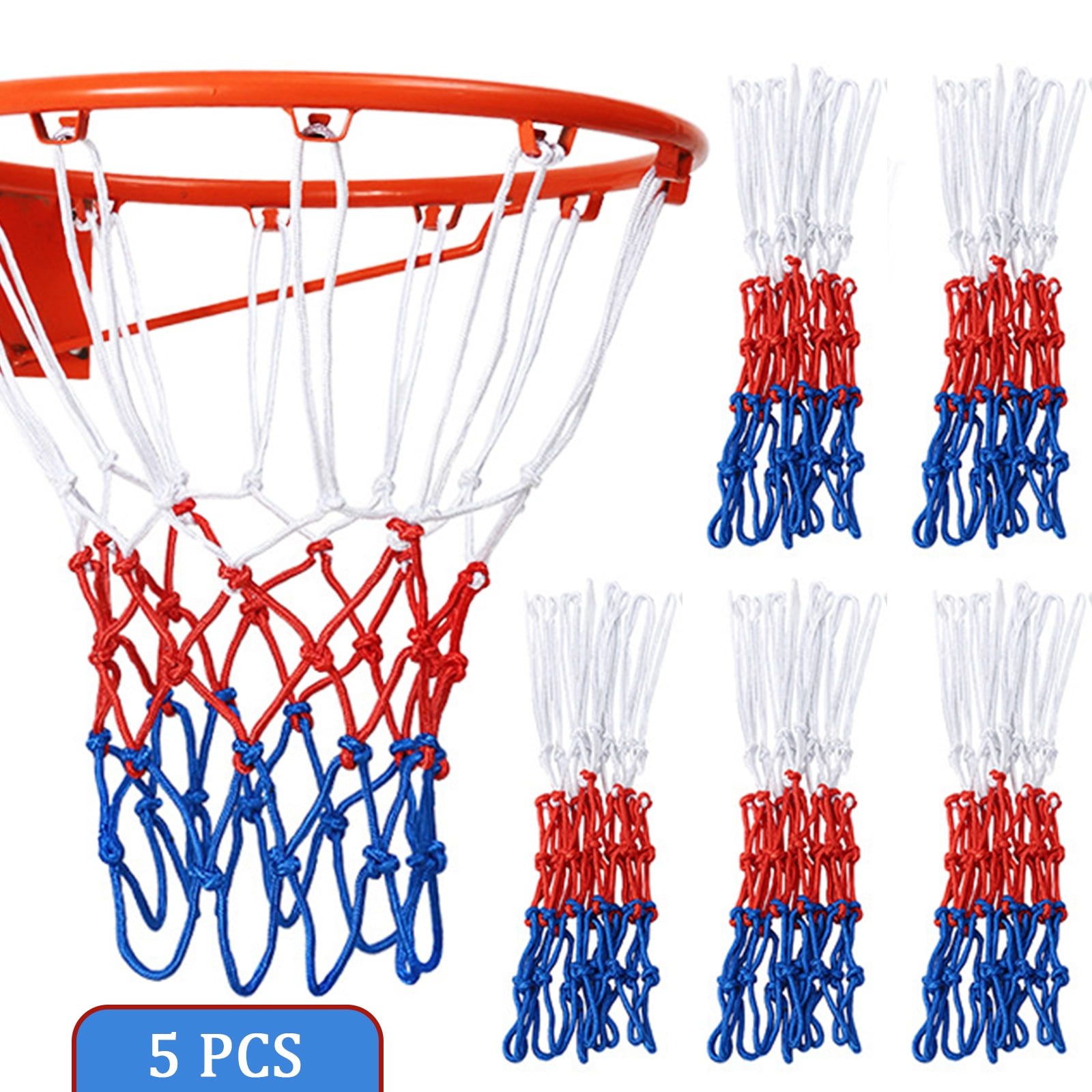 GIRACOA 5 Pieces Basketball Net, 4mm Removable Outdoor Basketball Hoop Net, Nylon Basketball Hoop Net, Basketball Net for School Fields, Basketball, Indoor and Outdoor
