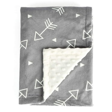 BORITAR Baby Blanket Super Soft Minky with Double Layer Dotted Backing, Little Grey Arrows Printed 30 x 40 Inch, Receiving Blankets